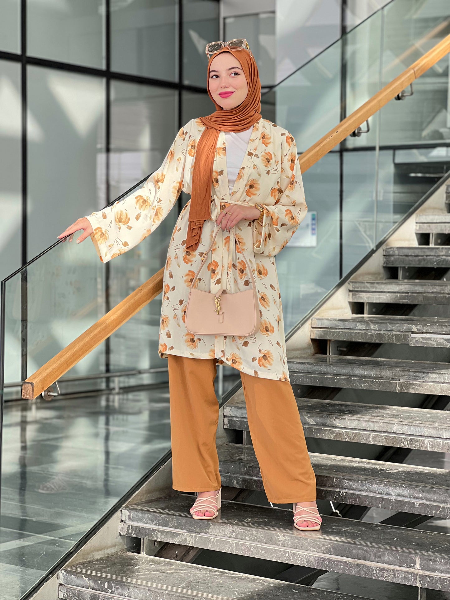 Kimono et pantalon lilya marron