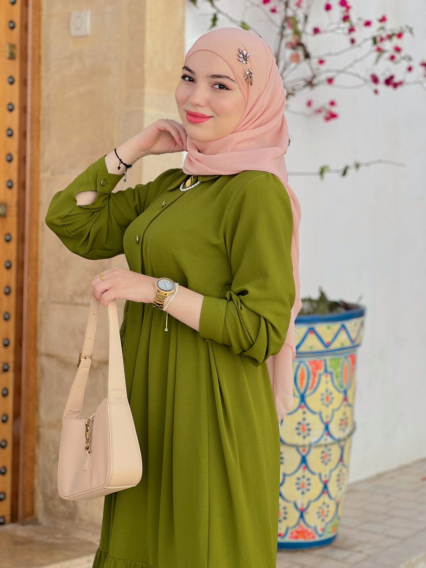 Robe Farha  vert-olive