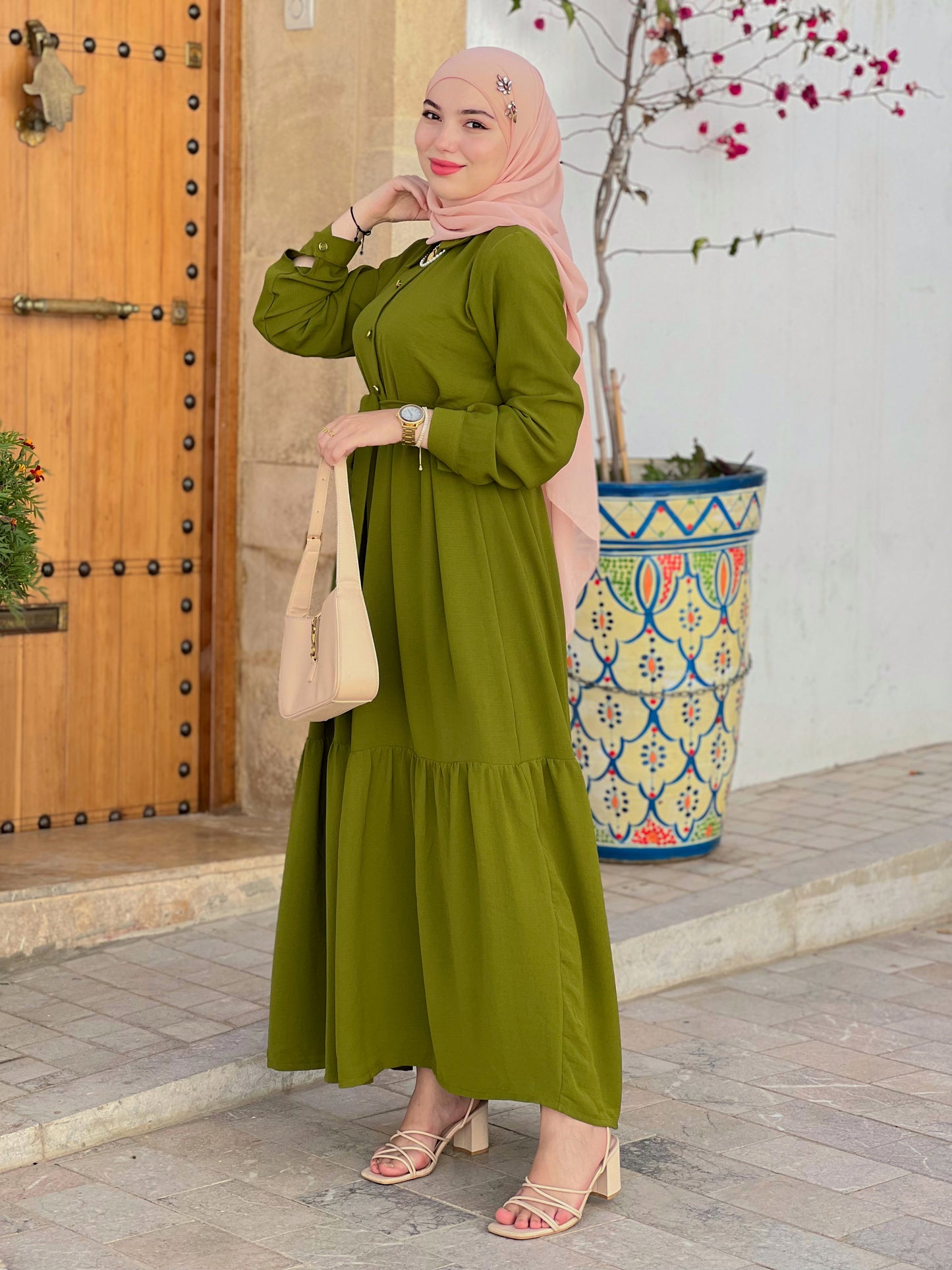 Robe Farha  vert-olive